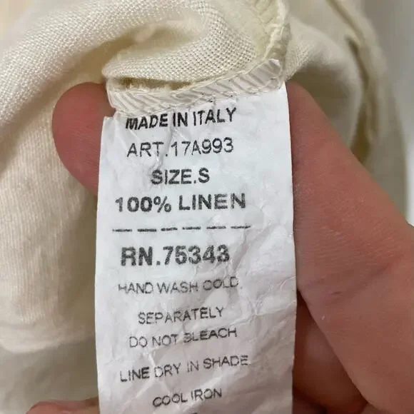 NWOT FRANCESCA BETTINI Dress S ITALY Linen Cream A-Line Slit-Sides Maxi Midi